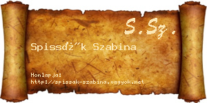 Spissák Szabina névjegykártya